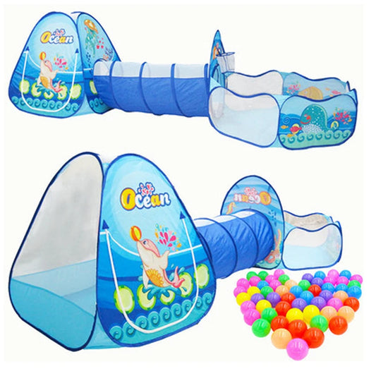 Children's Tent Tipi Ball Pool - with Crawling Tunnel Baby Ocean Ball Pit Tepee - 3 Pcs/set