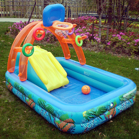 Swimming  Pool Bathing Tub with Slide for Kids- Home Outdoor